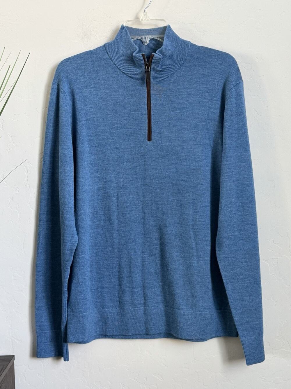 UNTUCKit Belgaurdo Merino Wool Quarter Zip Sweater Men’s Medium Blue Regular